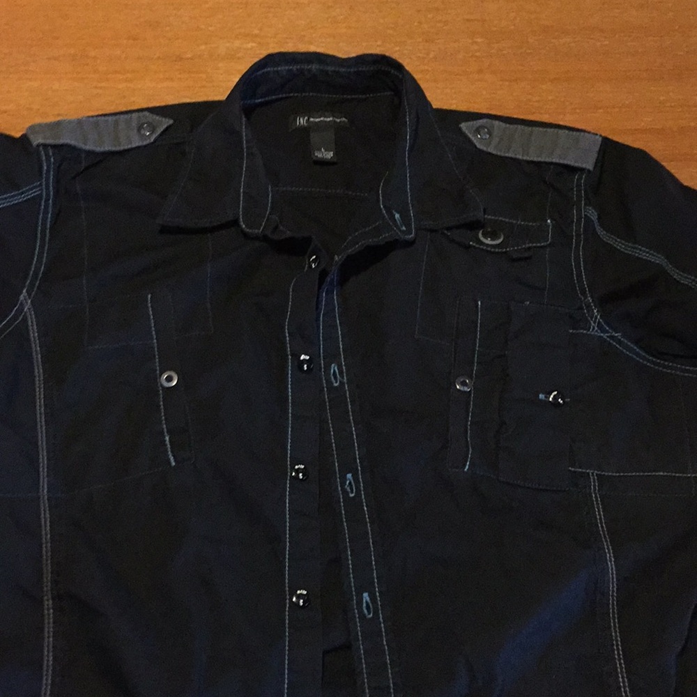 INC short sleeve black casual shirt size L